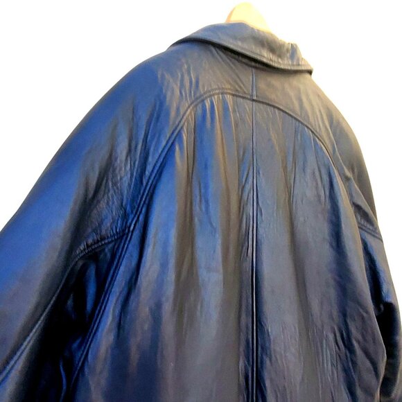 Vintage Colebrook Mens Long Black Leather Duster Coat L to XL Bomber - Picture 5 of 15